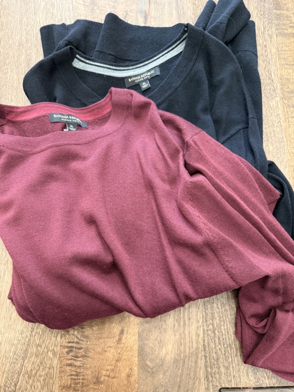 2 Banana Republic Crew Neck Sweaters - Burgundy & Black